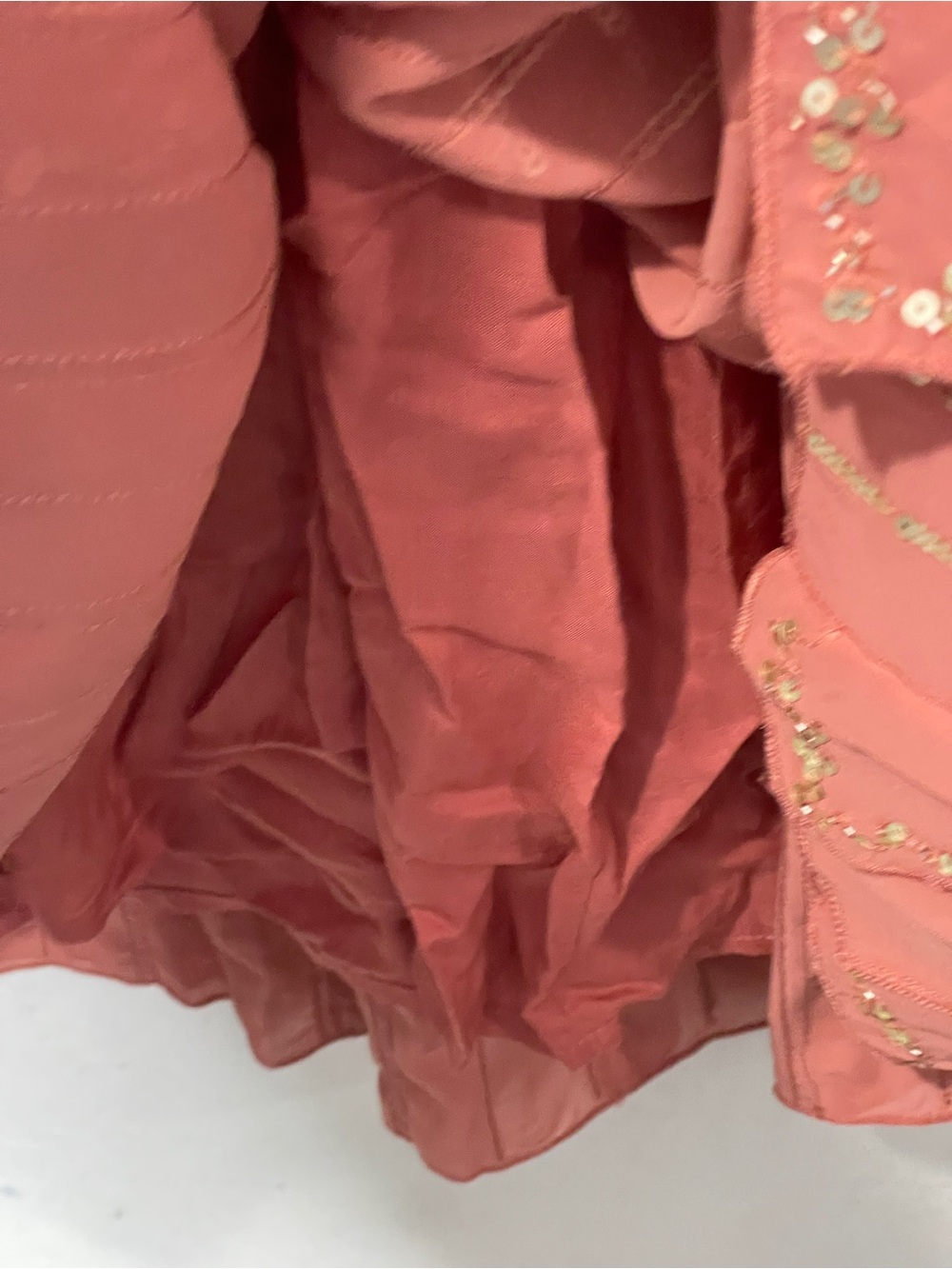 Free People Mint Julep Sequin Coral Flowy Mini Dress Large Chiffon Flapper Boho - Picture 12 of 14